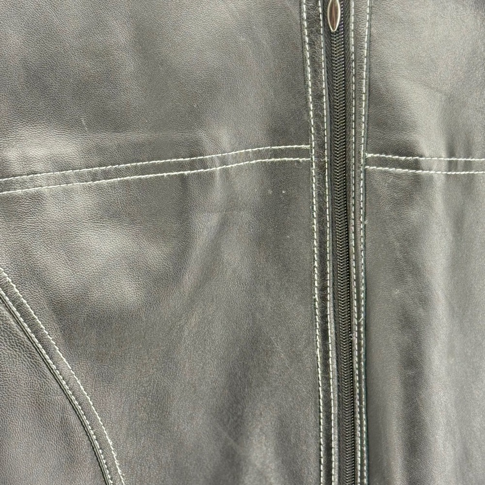 Vintage Escapade Womens Black Leather Knit Mixed Media Zip Front Jacket Size L - Picture 3 of 6